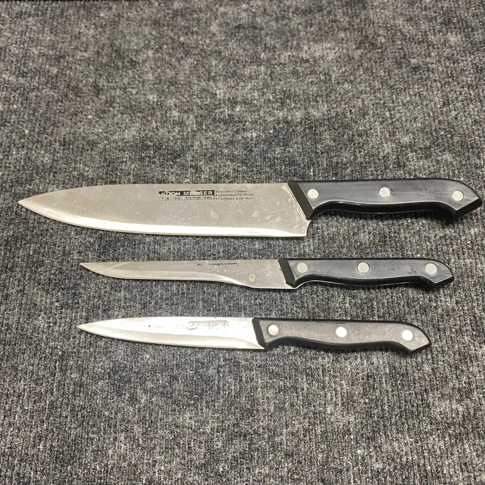 Koch Messer 3 Piece Stainless Steel Kitchen Knife Set Chef Utility Paring Black